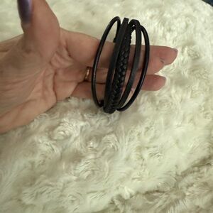 Black Braided Leather Bracelet